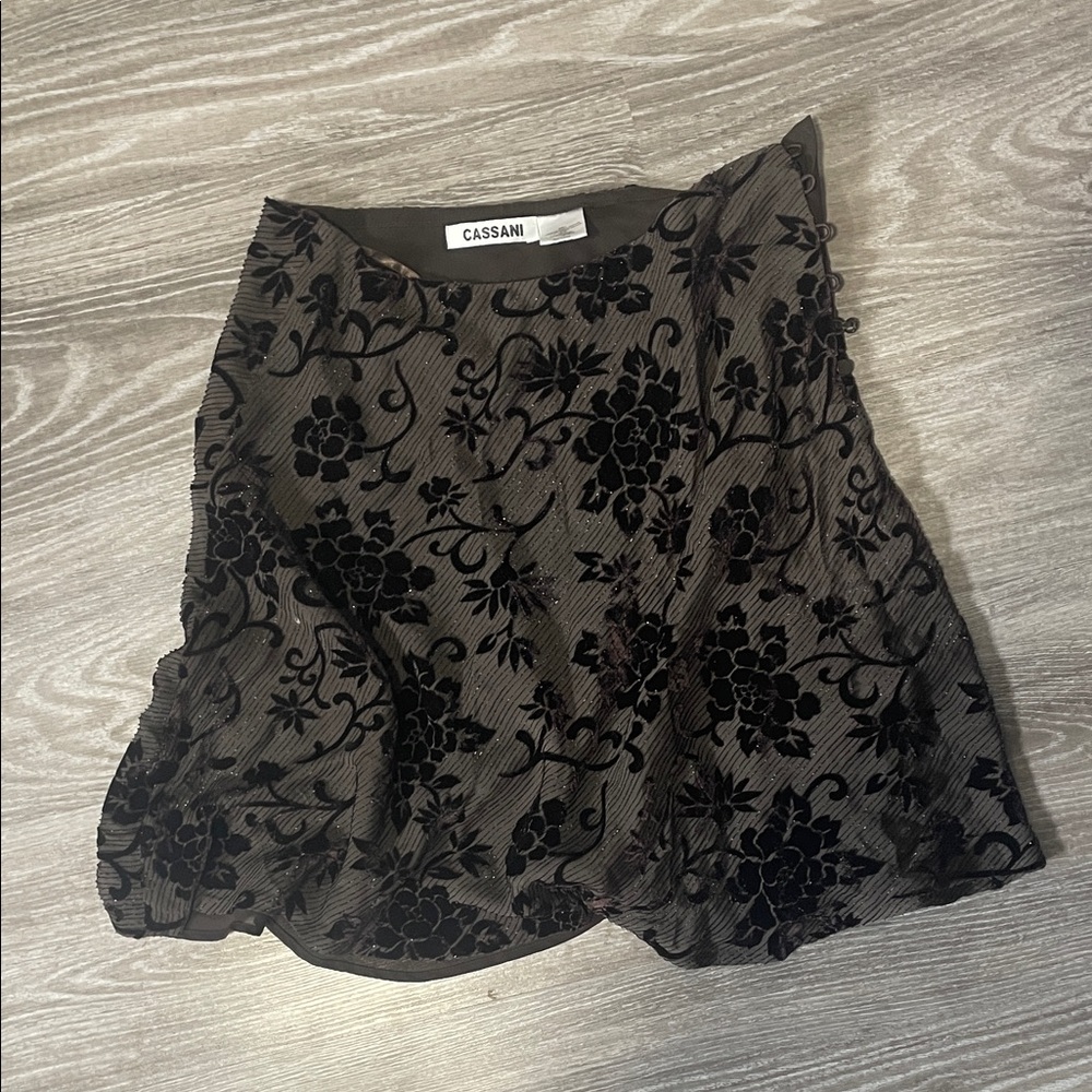Brown sparkly floral y2k skirt